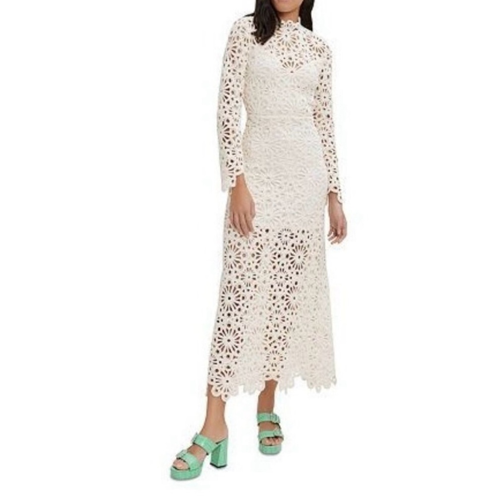 Maje Elegant White Lace Maxi Dress